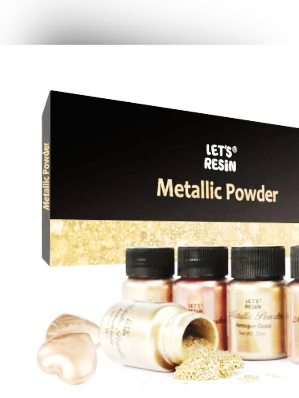 Metallic Powder, 5 Colors Fine Resin Powder, Each Bottle 0.68oz